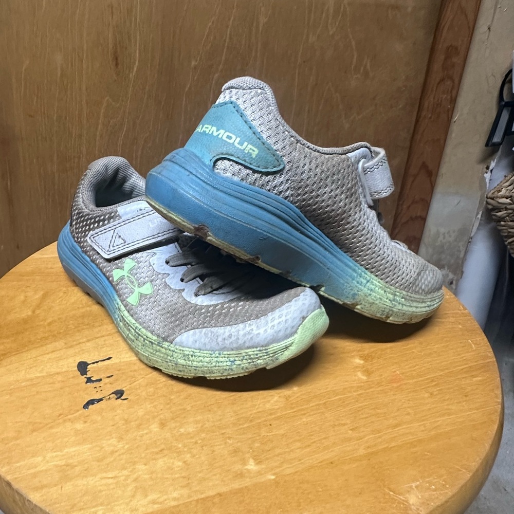 Under Armour Kids' Gray and Teal Sneakers